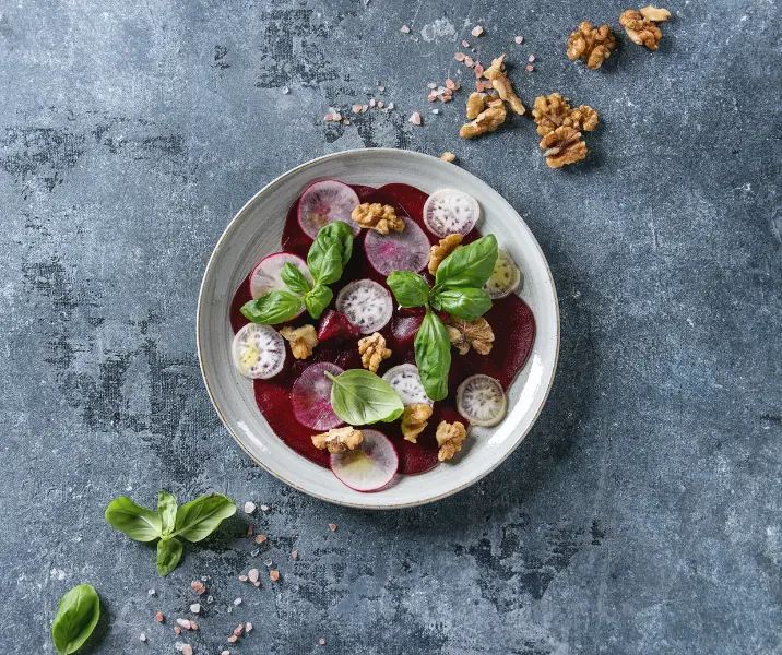 Carpaccio de betarragas y naranjas