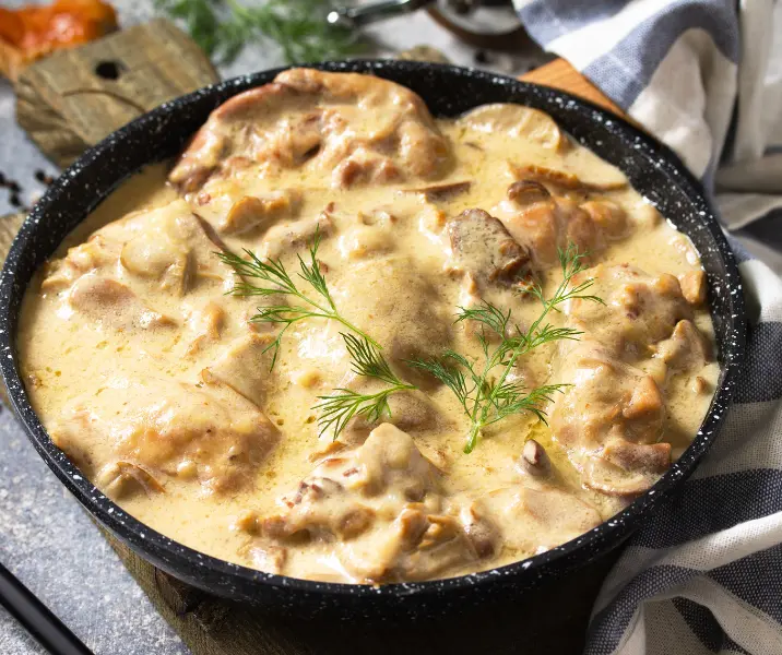 Solomillo con champiñones a la mostaza