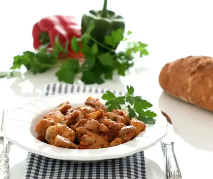 Pollo al chilindron con arroz thermomix