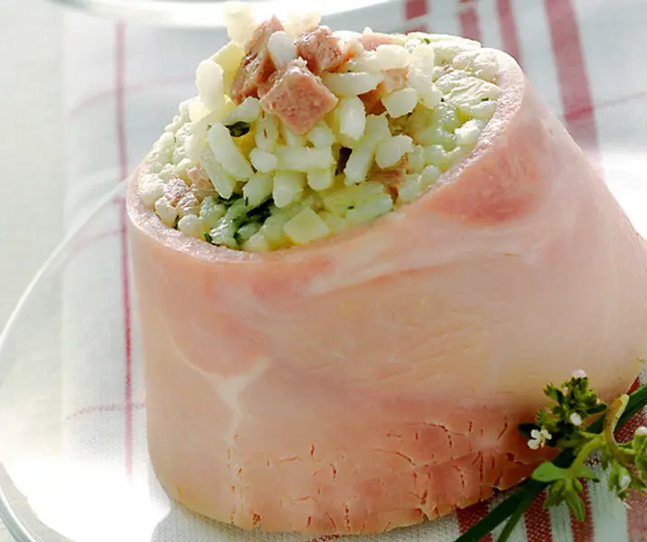 Flan de jamón con arroz