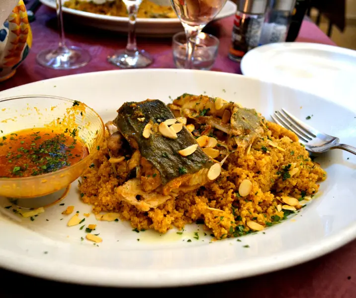 Solomillo a la mostaza y miel con cous cous
