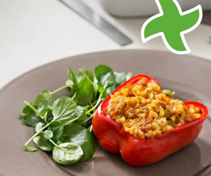 Pimentones rellenos con arroz y carne thermomix