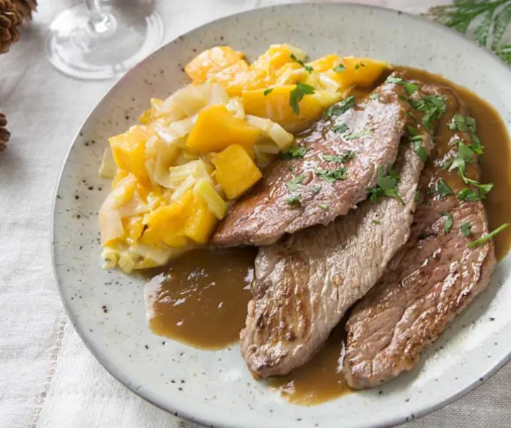 Escalopines con salsa de mango thermomix