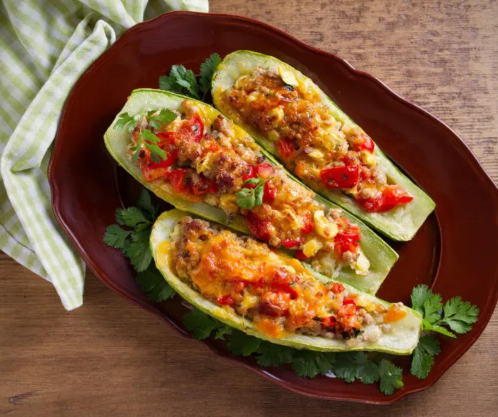 Zapallos italianos rellenos con verduras