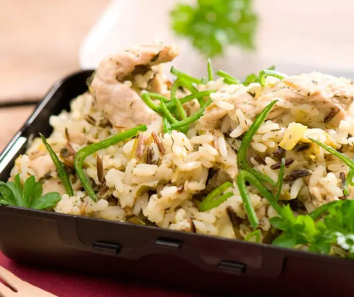 Pilaf de arroz con pavo y puerro thermomix