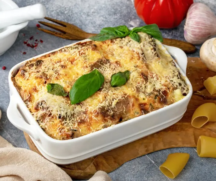 Canelones con champiñones y jamón