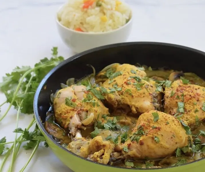 Pollo a la mostaza con arroz