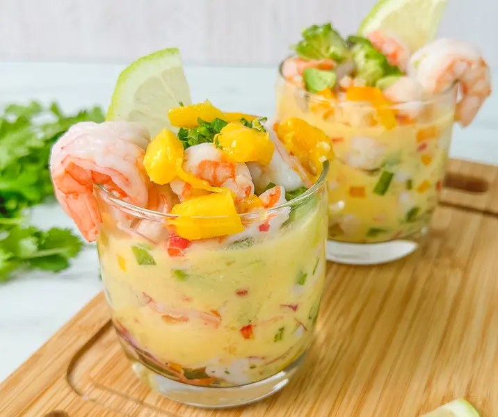 Ceviche de camarón y mango