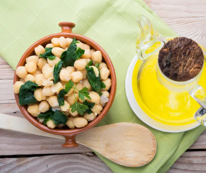 Garbanzos con limón y espinaca