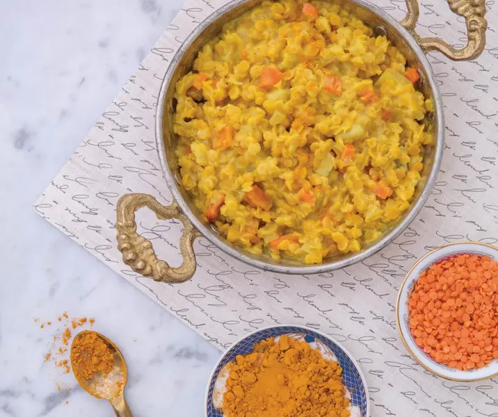 Lentejas rojas con curry y cúrcuma