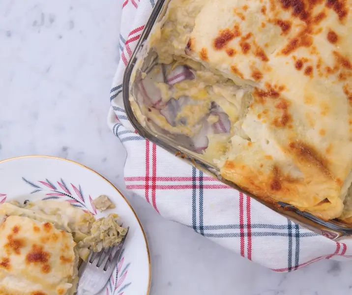 Lasaña de alcachofa