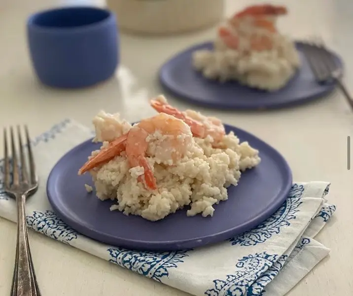 Arroz con camarones y leche de coco