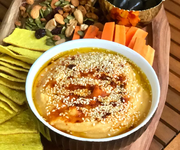 Hummus de garbanzos con camote