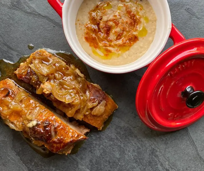 Plateada con puré de porotos