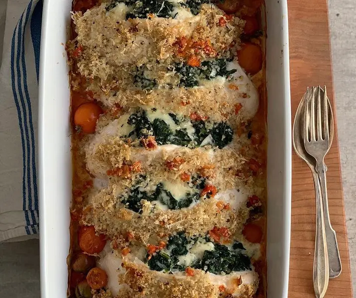 Pechuga de pollo rellena con espinaca