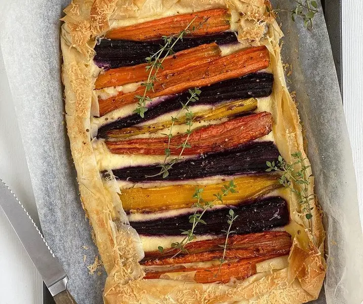 Tarta de zanahoria con queso de cabra