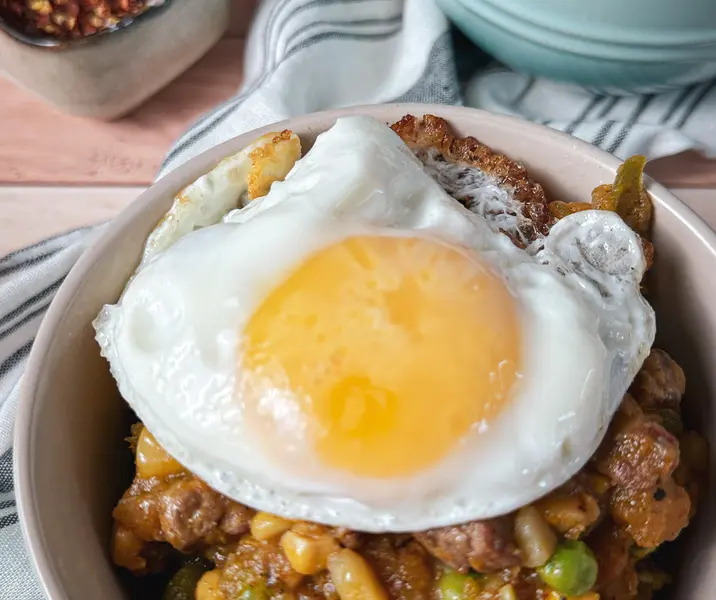 Charquicán con huevo frito