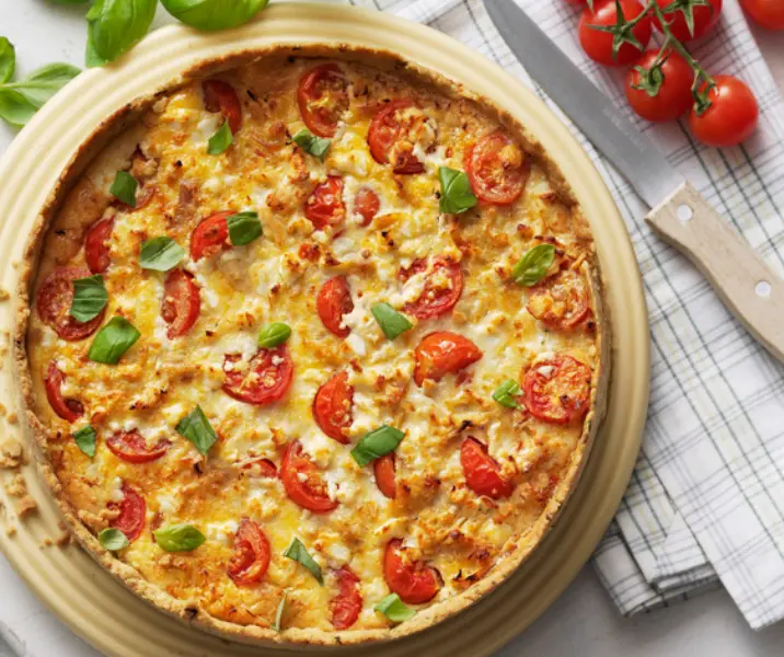 Quiche de pollo con tomate y albahaca thermomix