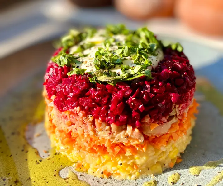 Ensaladilla rusa de jurel con limoneta ajo / jengibre