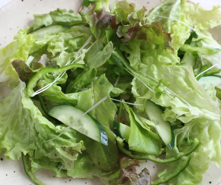 Ensalada de lechuga, espinaca y palmito