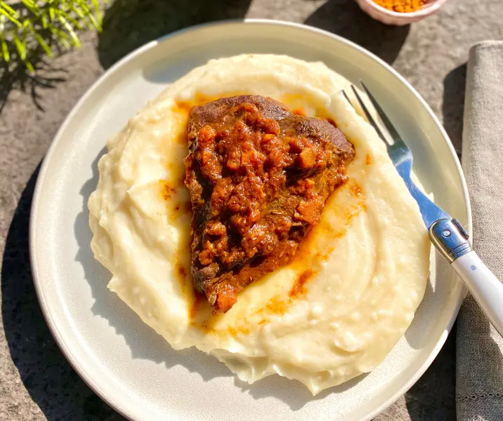 Plateada con puré de papas en olla inteligente
