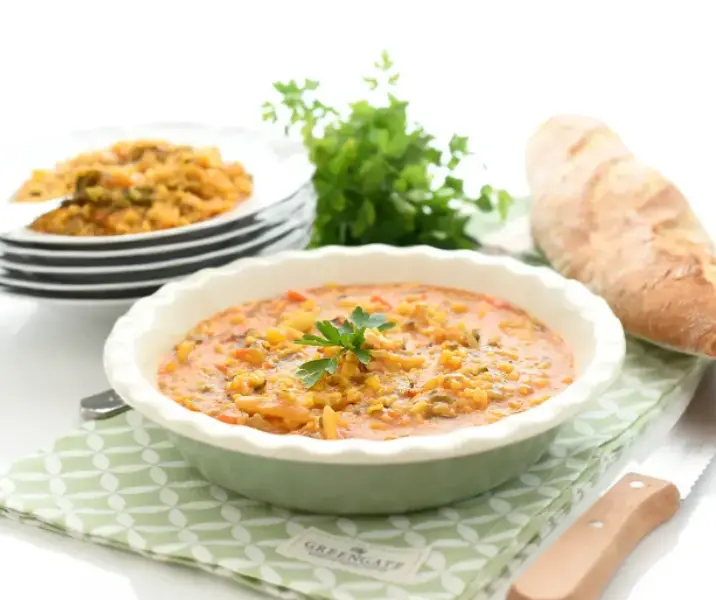 Arroz con acelgas, papa y porotos thermomix