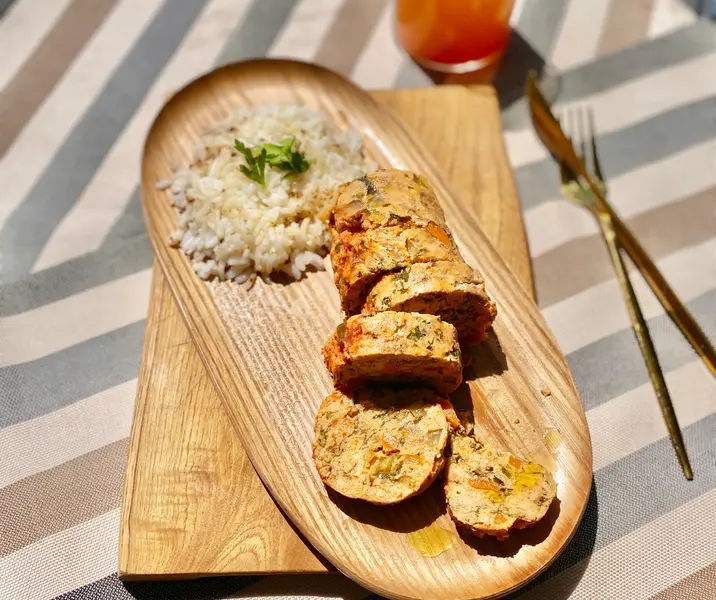 Asado alemán de pavo con arroz