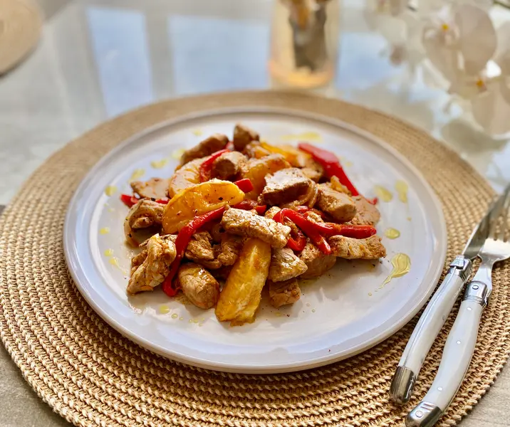 Pavo a la naranja estilo chino