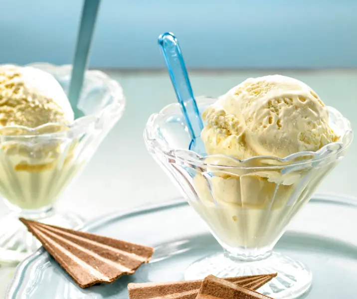 Helado de leche de almendras con vainilla y albahaca thermomix