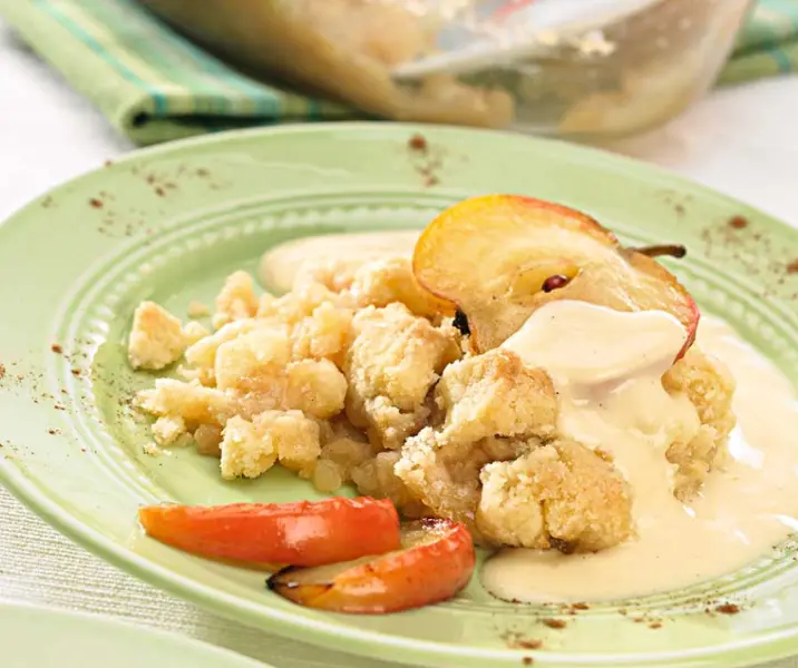 Crumble de manzana con salsa de vainilla thermomix