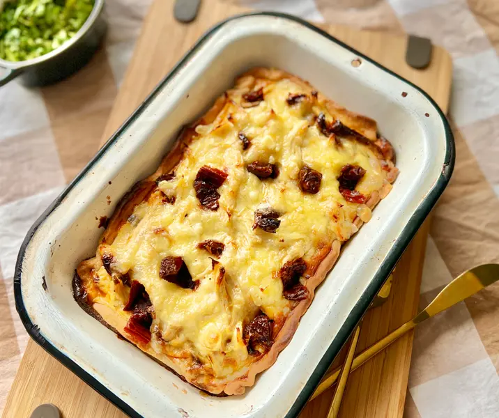 Quiche de pollo y tomates deshidratados