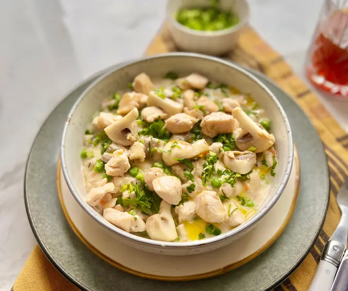 Fricase de pollo con verduras