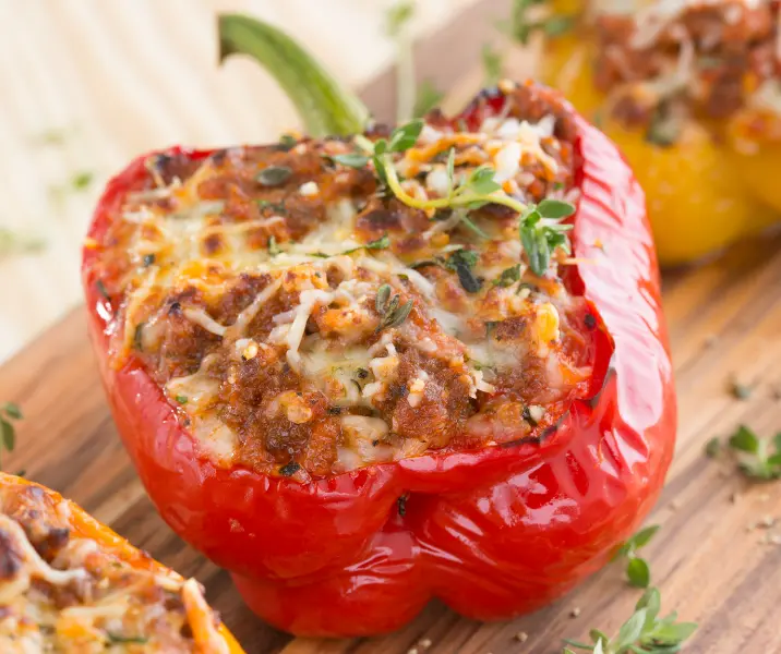 Pimientos gratinados vegano