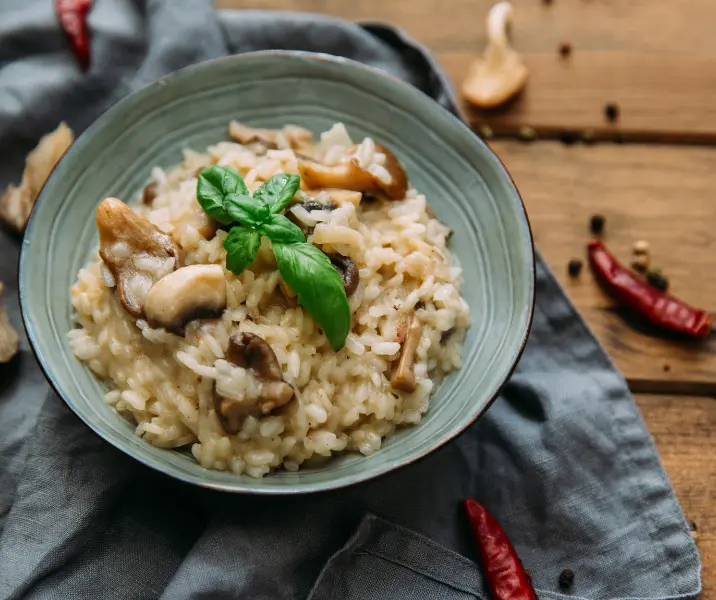 Risotto de champiñones vegano