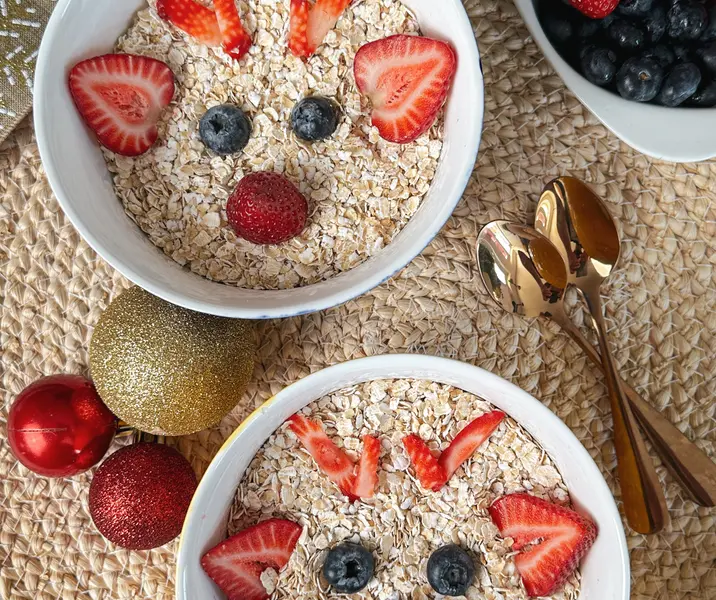 Avena navideña, reno vegano