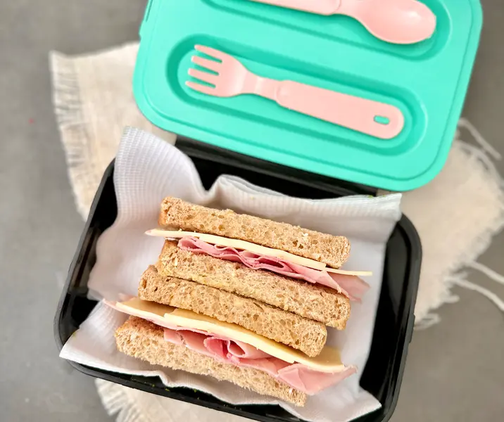 Pan integral con jamón de pavo y queso