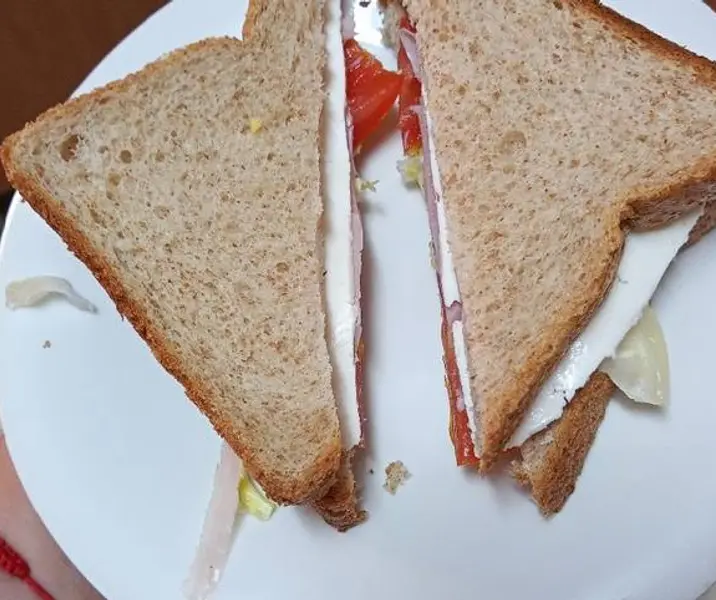 Pan integral con queso fresco y jamón