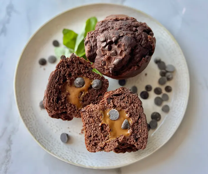 Volcán de chocolate relleno con manjar sin gluten