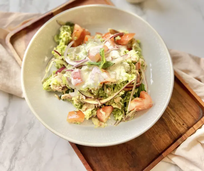 Ensalada de arroz con jurel y yogurt sin gluten