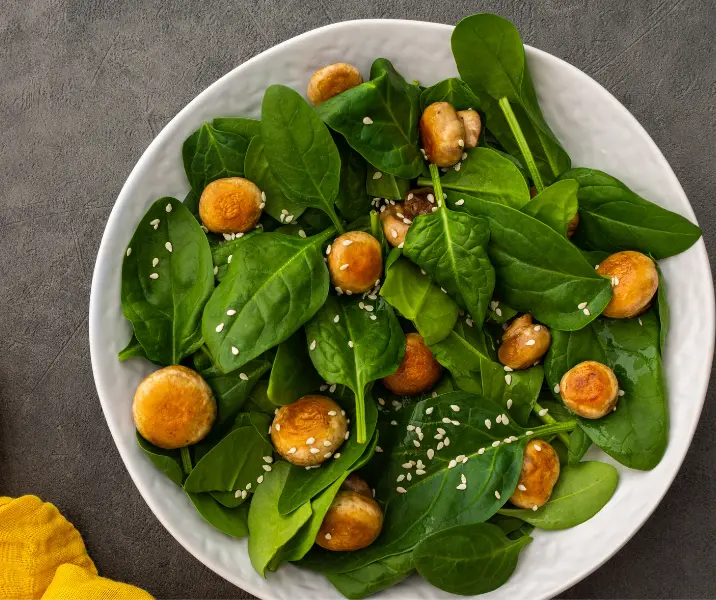 Espinaca con champiñones sin gluten