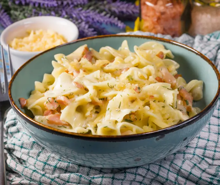 Tallarines a la carbonara sin gluten