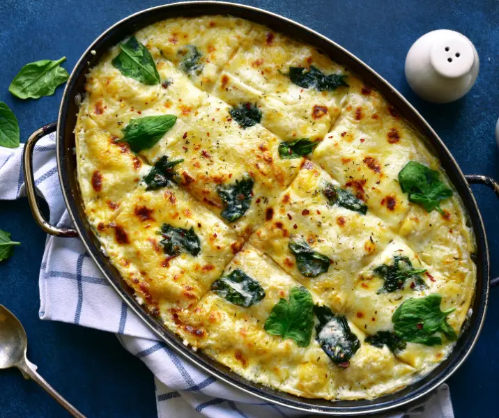 Lasaña espinaca y champiñones sin gluten