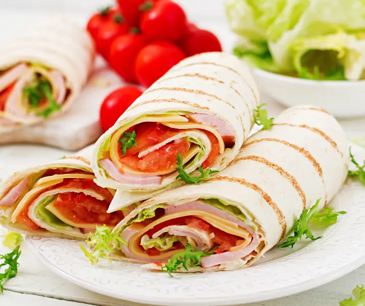 Wraps de jamón, queso y espinaca sin gluten