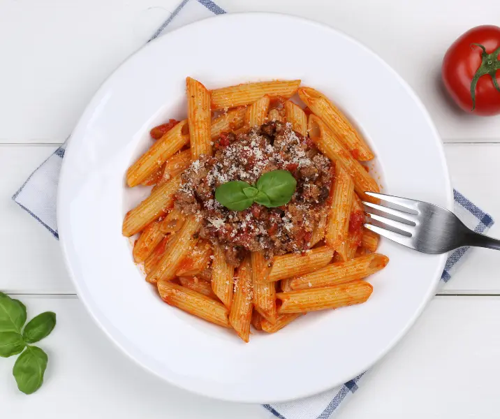 Penne a la bolognesa sin gluten