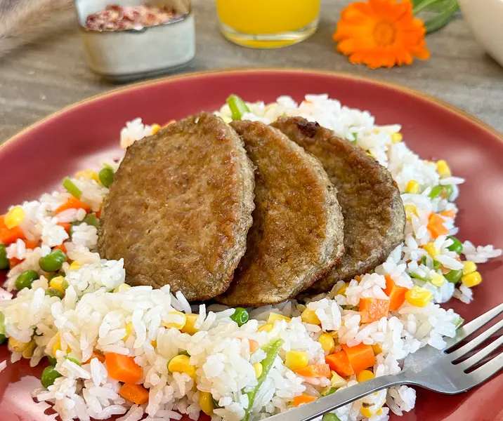 Hamburguesas con arroz primavera sin gluten
