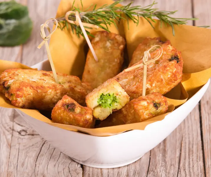 Croquetas de espinaca con puré de papas sin gluten