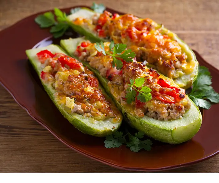 Zapallos italianos rellenos con carne sin gluten