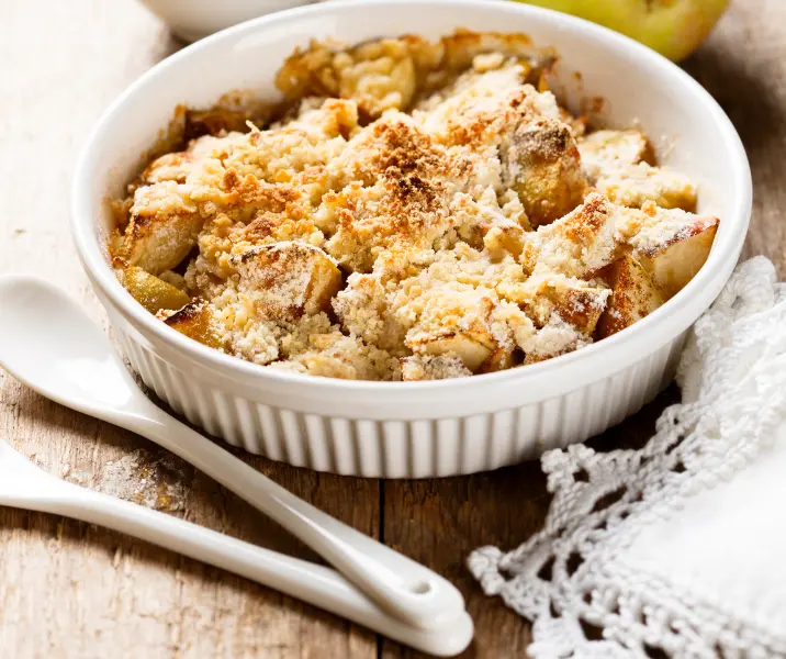 Crumble de peras y plátano sin gluten