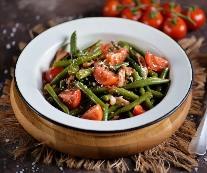 Choclo, tomates cherry, palta y porotos verdes sin gluten