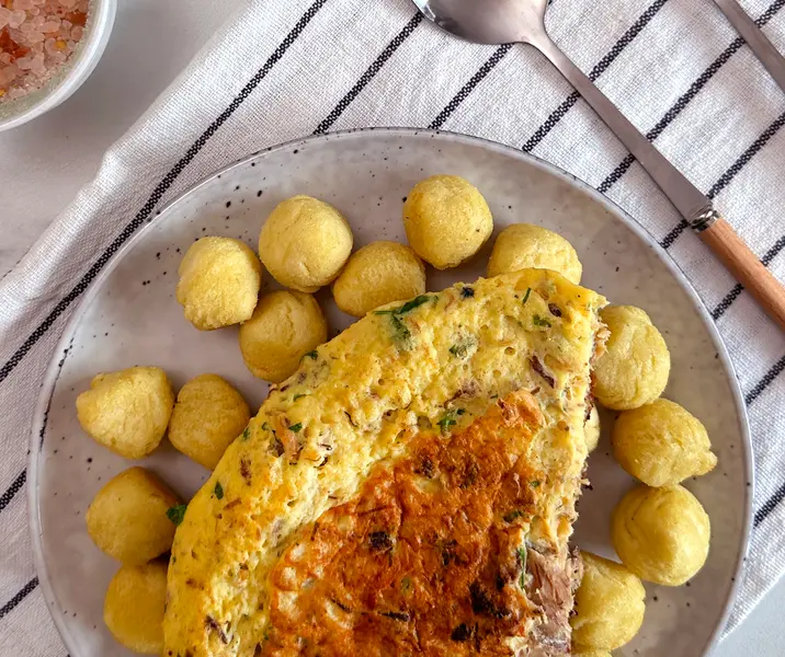 Tortilla de jurel con papas duquesas sin gluten